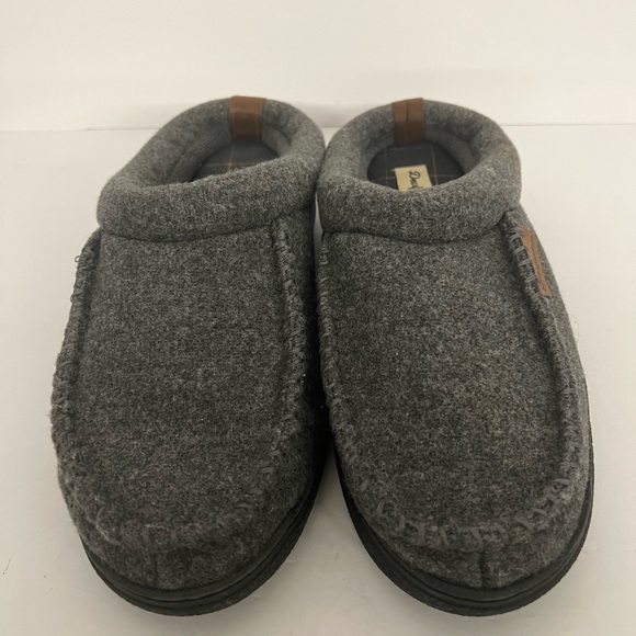 Dearfoam - Men's Dark Heather Gray Wool Memory Foam - No Sweat Slippers - Picture 2 of 12
